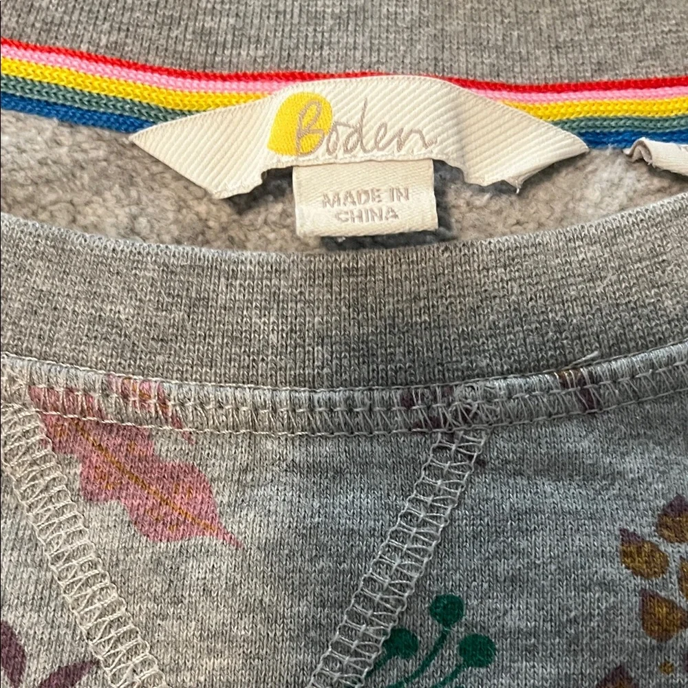 Boden Gray Sweatshirt with Animal and Leaf Print - Picture 2 of 4
